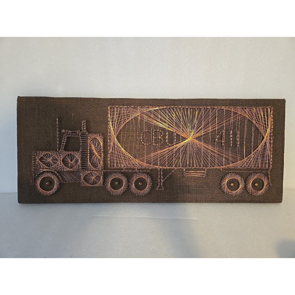 Vintage Wire & Nails Folk Art Semi Truck Wheeler Big Rig Copper CB Signed Artist